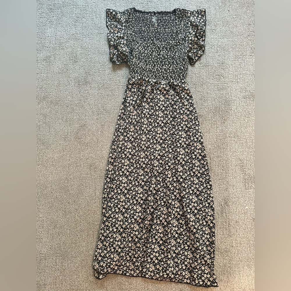 Floral Black and White Women's Dress